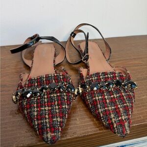 Topshop Tweed Flats with Black Accents